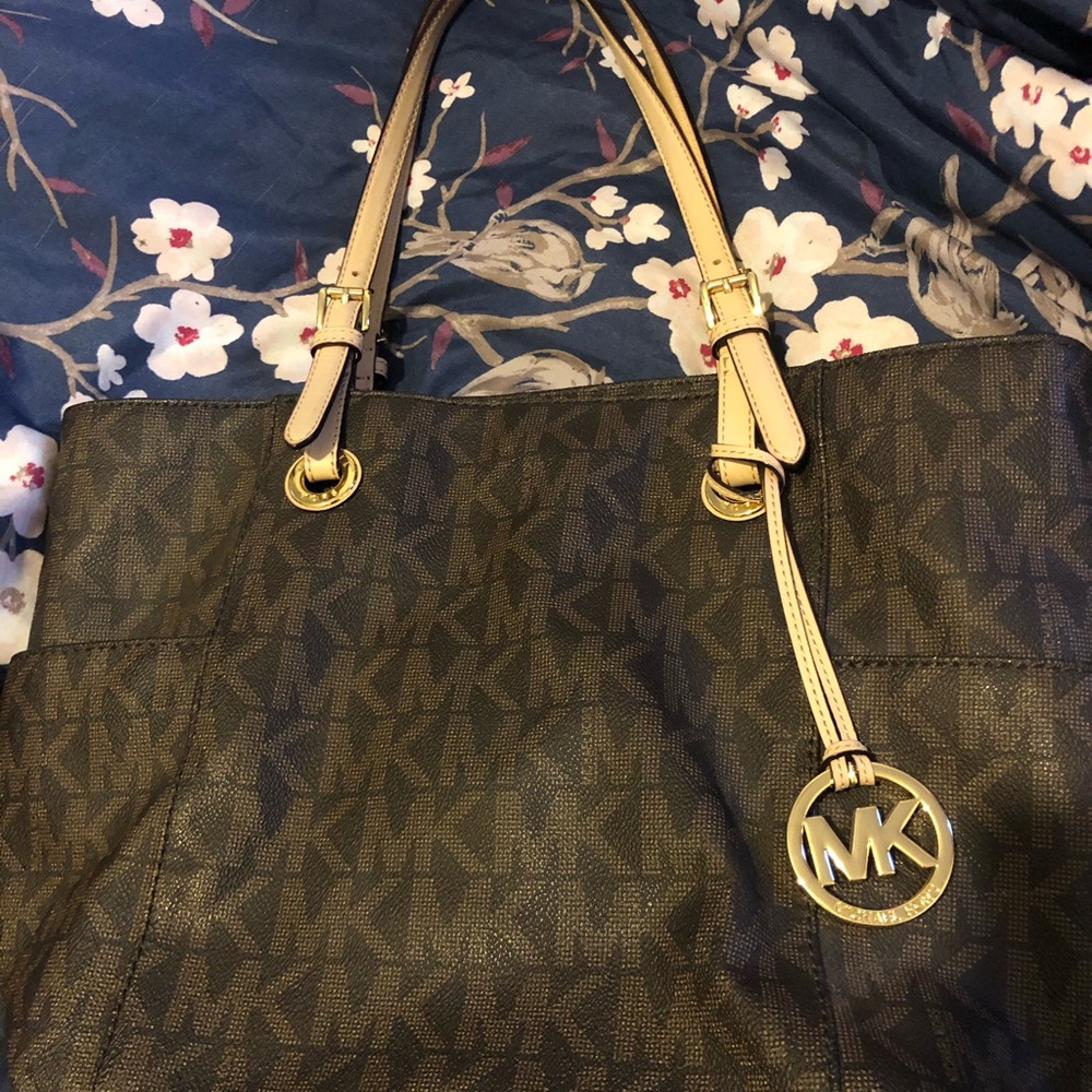 MK brown logo handbag